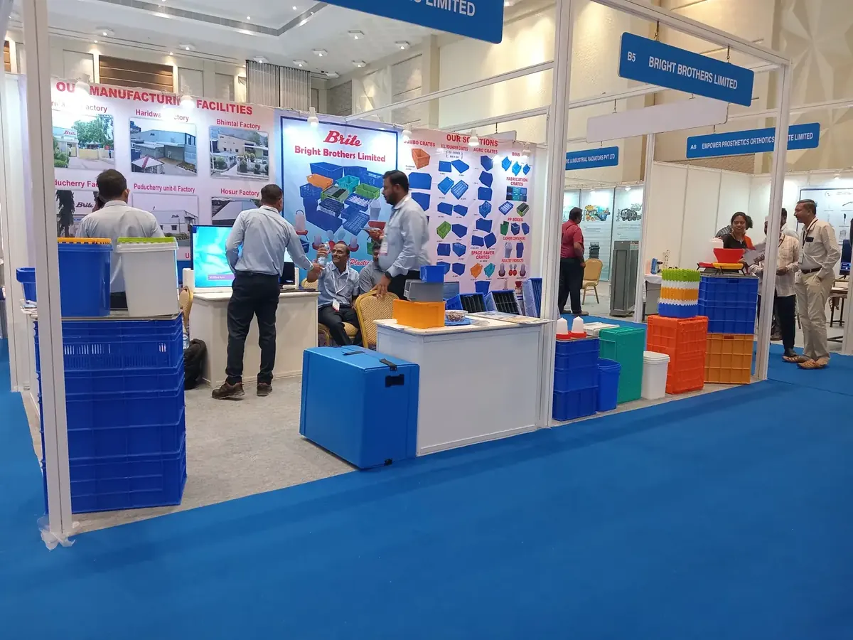 Trade exhibition stalls on the expo floor at Suganya Convention Centre, Pondicherry