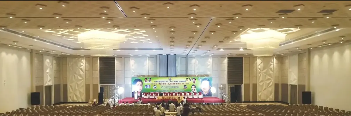 Large public meeting in the main hall at Suganya Convention Centre, Pondicherry