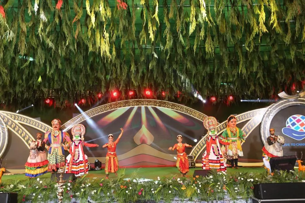 Folk dance performance at a cultural evening, Suganya Convention Centre, Pondicherry